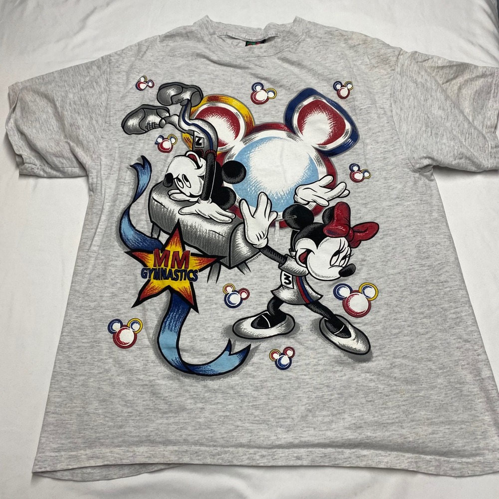 Vintage 1996 Mickey Unlimited Jerry Leigh Gymnastics T-Shirt Gray OSFA Tultex